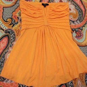 Sky Brand orange strapless top Large braided trim.